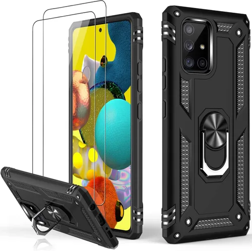 Miniatura 34 de LUMARKE Funda para Galaxy A51 4G con protector de pantalla, supera los 16 pies, probada en caídas, de grado militar, con soporte de anillo Rojo