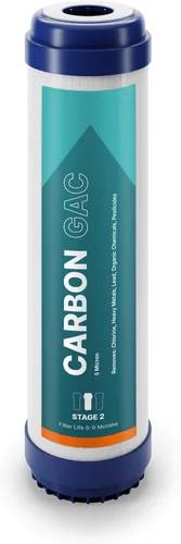 NU Aqua Cartucho de filtro de carbón activado granular de ósmosis inversa – 10 pulgadas 1 micrón universal GAC RO – 1 paquete de filtros premium