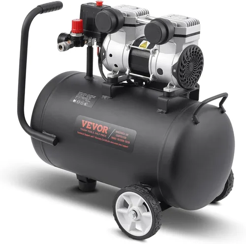 VEVOR Compresor de aire, tanque de acero de 8 galones, 1HP 2.2 CFM@90 PSI Compresor de aire libre de aceite y presión máx. 120PSI, compresor