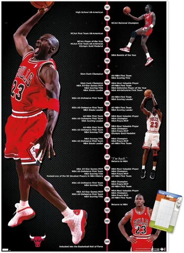 Miniatura 12 de Trends International Michael Jordan - Póster de pared de línea de tiempo, 14.725 x 22.375 pulgadas, versión enmarcada de madera de granero