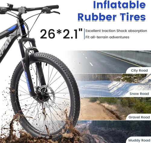 Miniatura 6 de 26 27.5 inch Mountain Bike Full Suspension, 21-Speed Steel Frame for Men & Women, Mechanical Disc Brakes Mens Mountain Bike, Outdoor Cycling