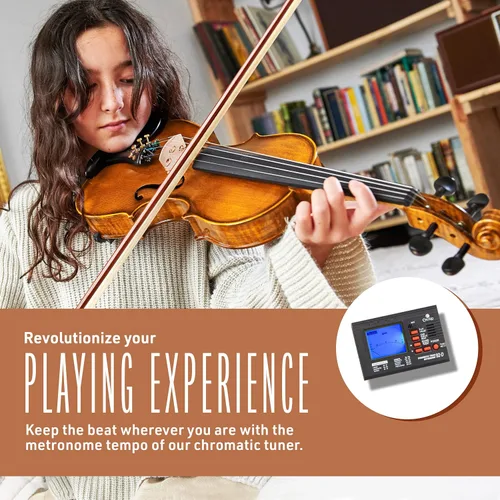 Miniatura 5 de Cecilio Juego de violín 4/4 de tamaño completo violín para zurdos de madera maciza de ébano con cuerdas D'Addario Prelude Juego completo con barniz