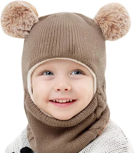 Invierno Earflap Hat Invierno Con Capucha Bebé Sombrero Cálido Niño Bufanda Bufanda Flap Kid Cap Knit Girl Caps Cuidado del Bebé