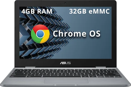 ASUS Chromebook C223 - Laptop HD de 11.6 pulgadas, procesador Intel Celeron N3350, 4 GB de RAM, 32 GB eMMC, gráficos Intel UHD, cámara web 720P,