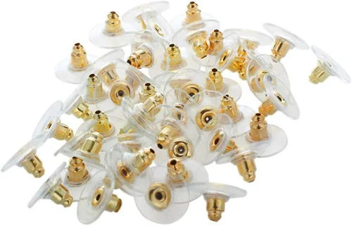 Flairs New York Juego de aretes colgantes tipo gota de borla de pompón de piel sintética Espalda de pendiente dorada/transparente