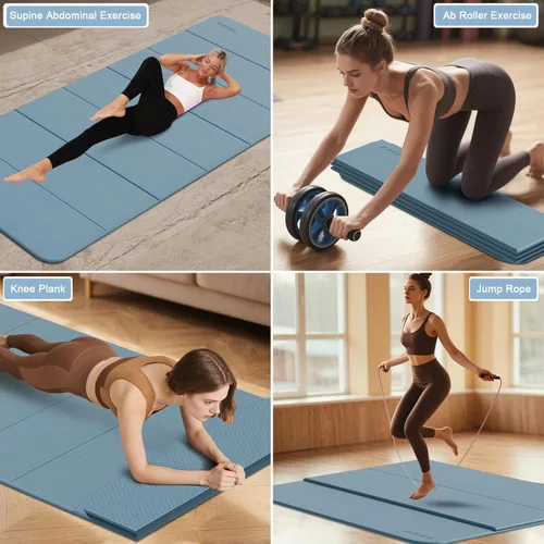 Miniatura 6 de PAIDU Tapete de yoga plegable de grosor de 2/5 pulgadas (0.394 in), diseño antideslizante de elastómero termoplástico, plegado rápido, fácil