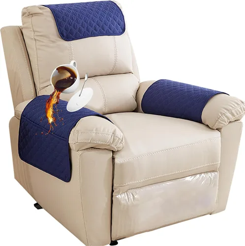 Miniatura 32 de Funda para Reposabrazos de Sofá, Funda para Reposacabezas de Silla Reclinable, Funda de Sillón con Bolsillos, Protector de Muebles Acolchado Beige