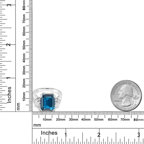 Miniatura 49 de Gem Stone King Anillo de compromiso con piedra natal de 5-10 quilates para mujer, plata de ley 925, corte esmeralda de 0.47 x 0.394 pulgadas, anillo