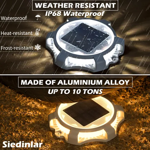 Miniatura 5 de SIEDiNLAR Luces solares para cubierta al aire libre, 2 modos, muelle LED, marcadores de entrada, luz impermeable para escalones, pasarela, escalera