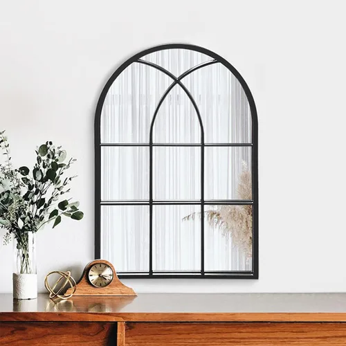 Miniatura 2 de Dewfig Espejo de Pared con Ventana Arqueada, 30"x20" Espejos de Panel de Ventana, Espejos de Tocador para Baño, Dormitorio, Entrada, Sala de Estar