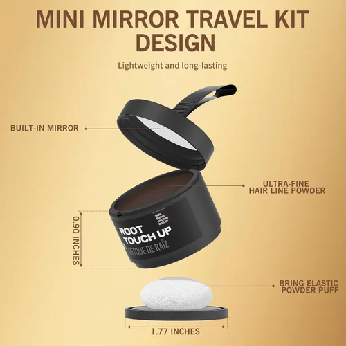 Miniatura 5 de gowwim Polvo de línea capilar (marrón oscuro) Tinte de raíz de cabello, color instantáneo, cubierta de sombra de cabello gris, retoque de cabello
