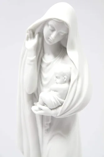 Miniatura 6 de Estatua blanca de la Virgen María con el bebé Jesús niño de 18 pulgadas, estatua blanca hecha en Italia
