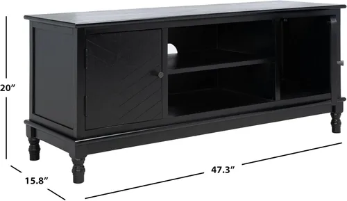 Miniatura 3 de SAFAVIEH Home Collection Magnolia - Soporte para TV con 2 puertas, 2 estantes, color negro, para sala de estar, dormitorio, sala de juegos, TV