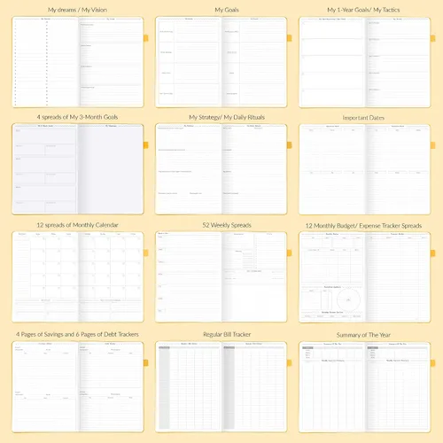Miniatura 6 de GoGirl Planner Pro: Agenda semanal y organizador con diseño horizontal + páginas de seguimiento de presupuestos y gastos, diario de objetivos, sin