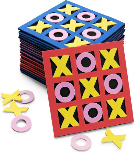 Miniatura 5 de Juego de Tic Tac Toe (paquete de 24) Mini juego de mesa de espuma de 5 x 5 pulgadas, juguetes a granel para niños, recuerdos de fiesta