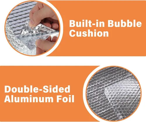 Miniatura 3 de Rollo de aislamiento reflectante doble, 23.6" X10' Rollo de burbujas de aluminio de doble cara, aislamiento para ventanas de Rv y ventanas