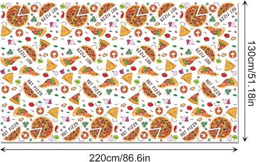 Miniatura 4 de Lide Road Mantel para fiesta de pizza, 2 piezas, con temática de pizza, decoración de fiesta de cumpleaños, cubierta de plástico desechable