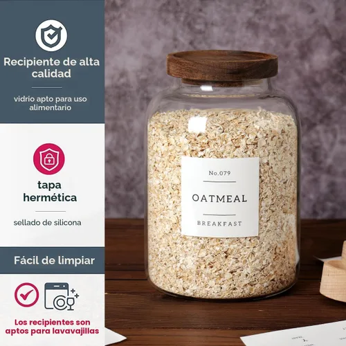 Miniatura 6 de CZSZYGHBAO 2 piezas tarros de vidrio grandes con tapa hermética, tarros de vidrio para almacenamiento de alimentos para té, especias, cereales, 2000