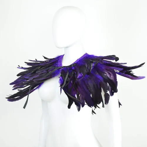 Miniatura 2 de Feather Shawl for Women - Crow Feathers Collar Halloween Swan Cape Maleficent Witch Costume Accessories