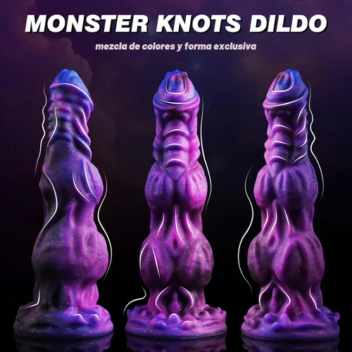 Miniatura 2 de Consolador Monstruo Fantasía Caballo de 9.6 pulgadas con 2 Nudos Grandes, Consoladores de Nudo Enorme Gruesos Estilo Perro Dragón con Ventosa