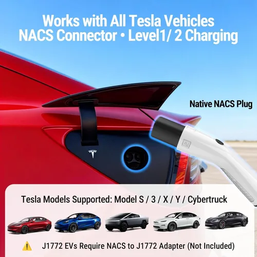 Miniatura 8 de Cargador Tesla portátil de nivel 1/nivel 2 de 16 A Conector NACS Enchufe NEMA 6-20 y adaptador 5-15 para Tesla Model 3/Y/S/X y todos