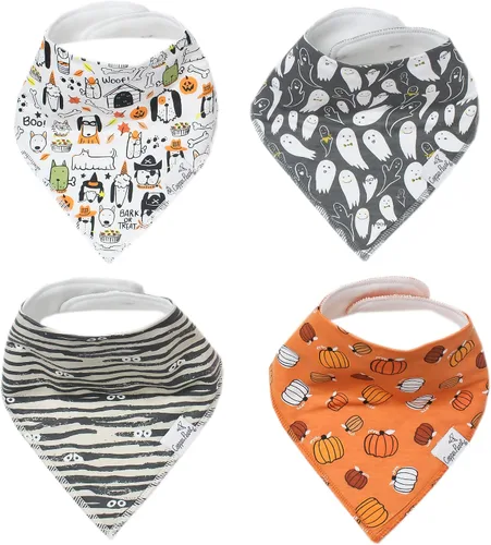 Miniatura 8 de Copper Pearl Baby Bibs 4 Pack, Printed Bandana Drool Bibs for Baby Girl & Boy, Soft Cotton Drooling Teething Bibs Claire