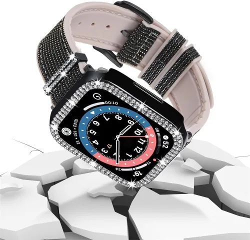 Miniatura 5 de Bling Silicone Bands Compatible For Apple Watch Band 38mm 40mm 41mm 42mm 44mm 45mm 46mm With Diamond Case, Soft Silicone Strap Color Changes with