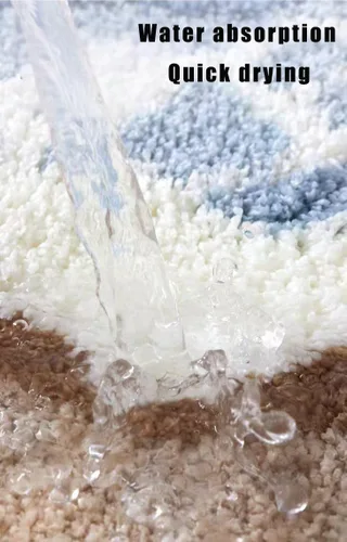 Miniatura 4 de Tapete de baño azul con olas del océano, bonita decoración temática costera de playa, antideslizante, lavable, tapete de baño para dormitorio, baño