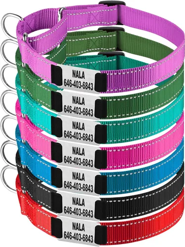 Miniatura 10 de Collar de perro Martingala personalizado con hebilla de bloqueo, collares de perro Martingala de entrenamiento personalizados grabados con nombre