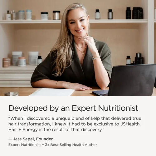 Miniatura 6 de JSHealth Vitaminas Fórmula para el Cabello y Energía - Suplemento de Apoyo para el Cabello y el Cuero Cabelludo con Yodo y Zinc - 30 Cápsulas