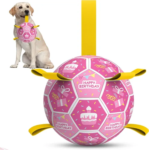 Miniatura 24 de QDAN Juguetes para perros, pelota de fútbol extragrande con correas, juguete de remolcador, juguete de agua, bolas duraderas para perros