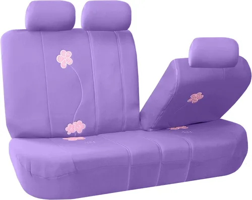 Miniatura 4 de FH Group Fundas de asiento de automóvil con bordado floral, ajuste universal, asiento trasero de banco dividido, funda de asiento lavable para SUV