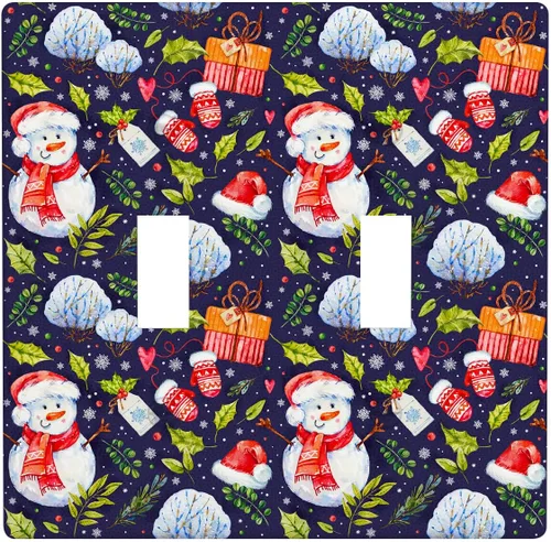 Miniatura 72 de Cubierta de interruptor de luz dúplex de 1 banda, cubierta decorativa de Navidad con copos de nieve rojos, placa frontal decorativa para cocina