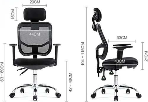 Miniatura 2 de Ergonomic Office Chair, Comfortable Swivel Chair with Mesh Fabric, Adjustable Backrest, High Back Computer Chair with Lumbar Support