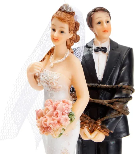 Miniatura 5 de Juvale Divertida decoración para tartas de boda, decoración de figura de novia atada para novio y pareja
