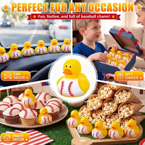 Miniatura 5 de Deekin 24 patos de goma de 2 pulgadas, recuerdos de fiesta deportiva a granel para eventos de equipo, suministros de fiesta de cumpleaños, regalo
