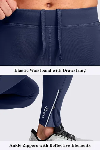 Miniatura 5 de Pudolla Men's Thermal Running Tights with 3 Zipper Pockets Workout Compression Leggings Cycling Pants for Men Hiking Jogging