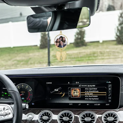 Miniatura 3 de PiercingJ Adorno Colgante Personalizado con Foto para Espejo Retrovisor de Coche, Adorno Colgante de Coche con Imagen a Doble Cara, Grabado de Alas