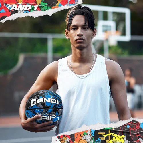 Miniatura 5 de AND1 Supreme Grip - Pelota de baloncesto de goma de tamaño 7 (29.5 pulgadas) con construcción de canal profundo, pelota oficial de Streetball, hecha