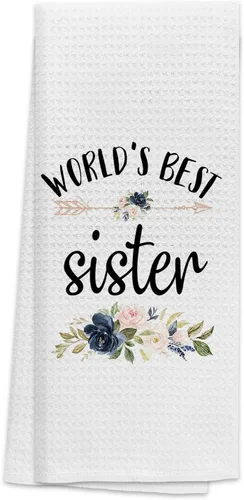TNUW Mejores toallas de cocina para hermanas 40x60 cm, toallas de mano florales suaves y absorbentes para té y platos, regalos para cumpleaños,