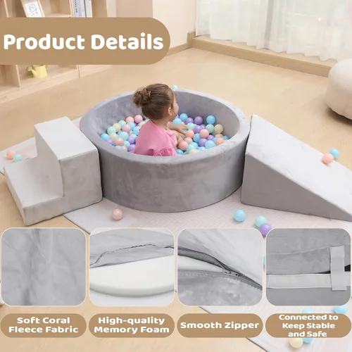 Miniatura 2 de EOSAU Pozo de pelotas para bebés de 35.4 pulgadas para niños pequeños con bloques de escalada de espuma, juguetes de escalada para niños pequeños