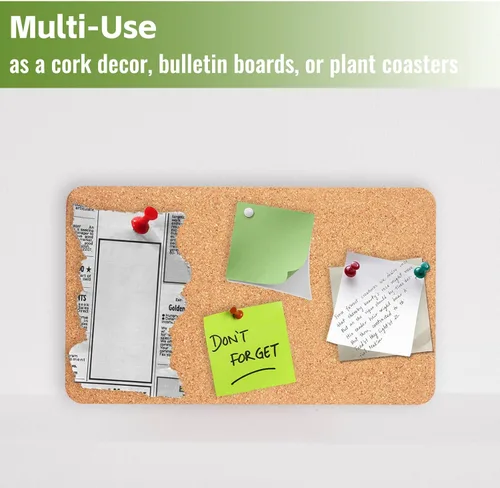 Miniatura 7 de KITWILD Salvamanteles rectangulares de corcho grueso de alta densidad para platos calientes, platos y encimeras de cocina, partículas finas de 12 x