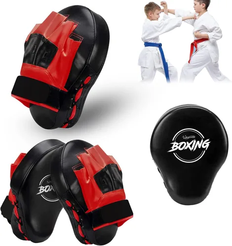 Miniatura 5 de Valleycomfy - Manoplas de boxeo curvadas de piel sintética para entrenamiento Rojo
