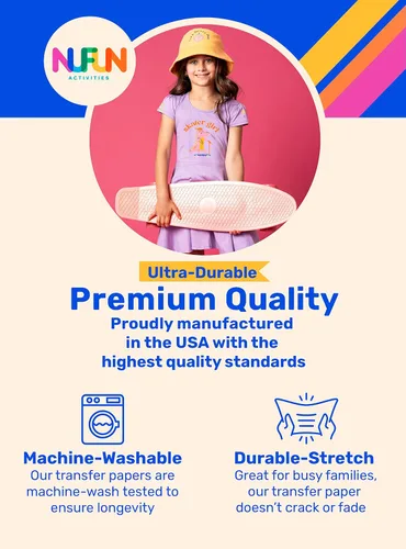 Miniatura 5 de NuFun Activities Papel de transferencia térmica planchable imprimible para camisetas, telas oscuras, 50 hojas de 8.5 x 11 pulgadas, de larga