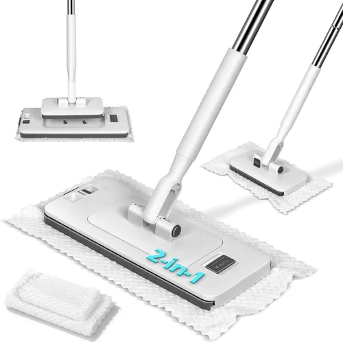 Miniatura 10 de MASTERTOP Escoba de microfibra para polvo, trapeadores planos de doble cara para pisos de madera dura con 4 almohadillas reutilizables, trapeadores