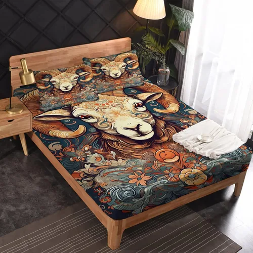 Miniatura 22 de Juego de sábanas de tamaño King, sábanas de conejo, sábanas de microfibra y fundas de almohada de 4 piezas, juego de sábanas con estampado colorido