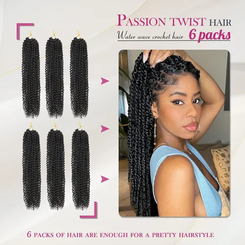 Miniatura 2 de Dansama - Extensiones de pelo trenzado con diseño de ondas de agua, extensiones de cabello de trenzas con ganchillo Butterfly Locs #1B