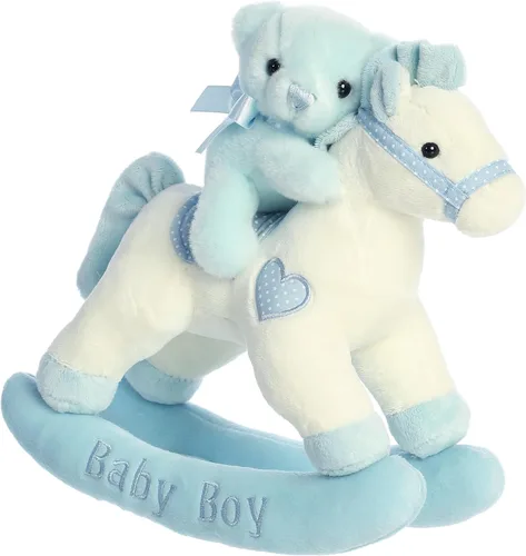 ebba™ ¡Musicales melodiosos! Baby Boy Rocking Horse™ - Animal de peluche para bebé, entretenimiento musical, juego atractivo, color azul, 12 pulgadas