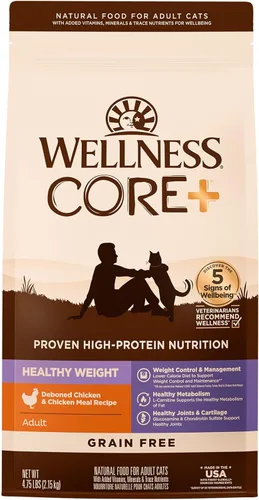 Miniatura 9 de Wellness CORE+ - Alimento seco para gatos adultos para interiores y exteriores, granos integrales, natural, salud digestiva con pollo y arroz