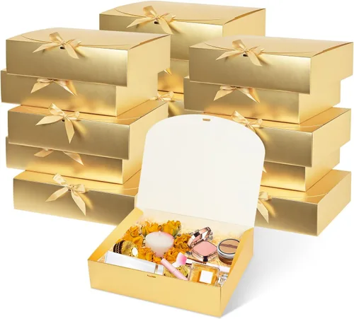 Miniatura 12 de Paquete de 12 cajas de regalo negras con tapas, caja de propuesta de padrinos de boda de 12 x 9.8 x 3.1 pulgadas, caja de regalo negra de lujo